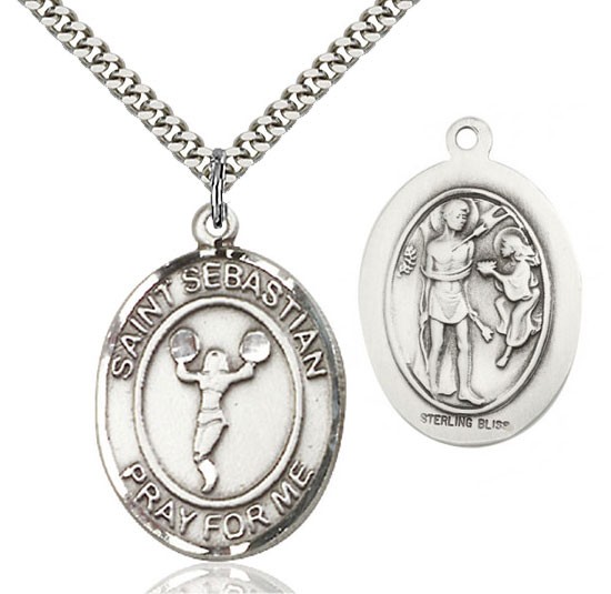 St. Sebastian Cheerleading Medal - Sterling Silver