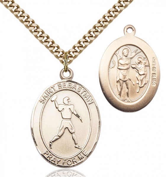 St. Sebastian Football Medal - 14KT Gold Filled
