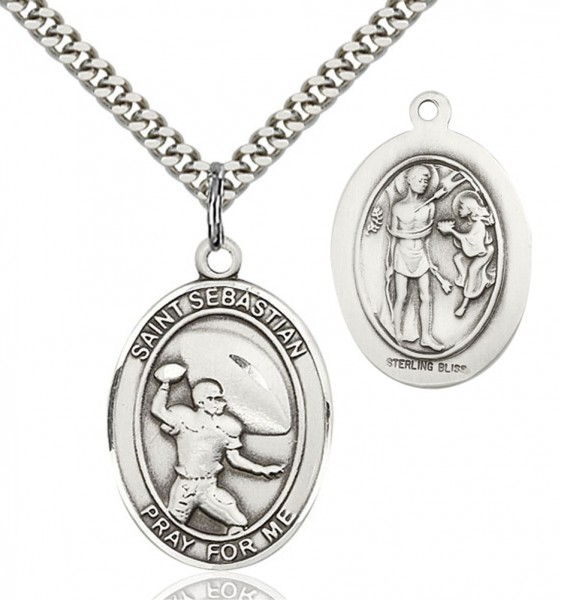 St. Sebastian Football Medal - Sterling Silver