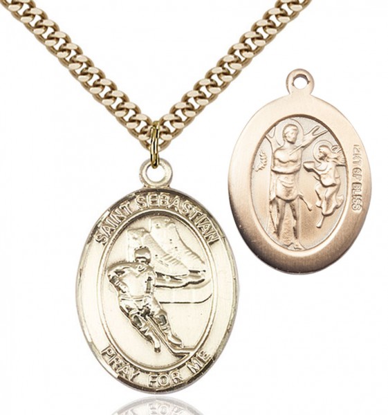 St. Sebastian Ice Hockey Pendant - 14KT Gold Filled
