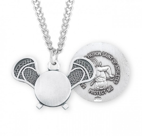 St. Sebastian Lacrosse Medal Sterling Silver - Sterling Silver