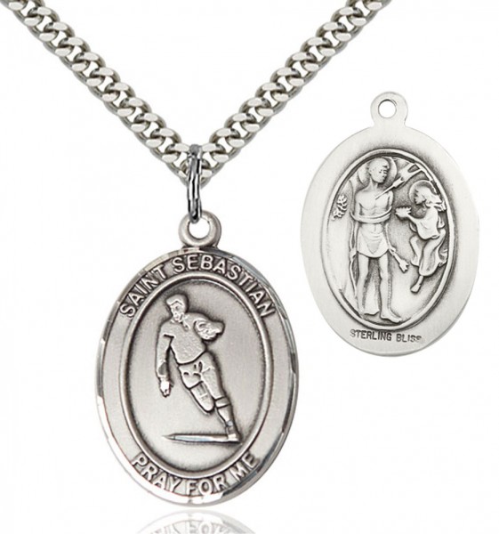 St. Sebastian Rugby Patron Saint Medal - Sterling Silver