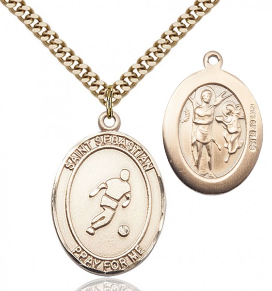 St. Sebastian Soccer Medal - 14KT Gold Filled