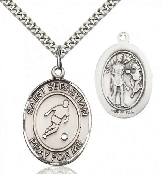 St. Sebastian Soccer Medal - Sterling Silver