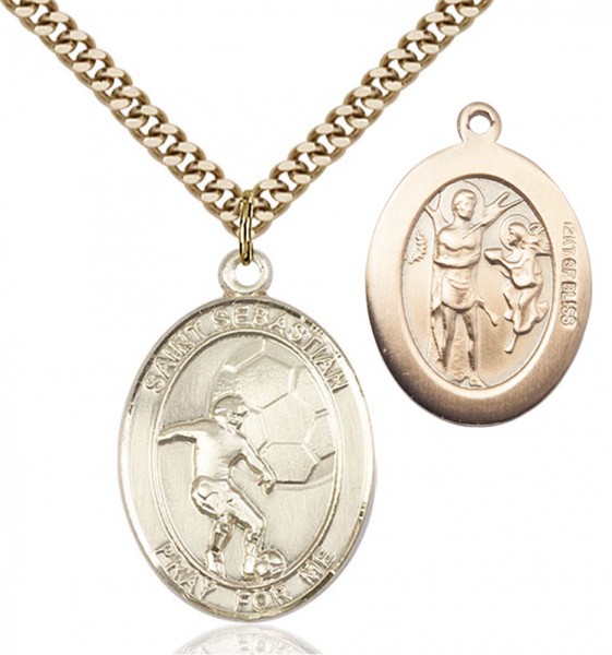 St. Sebastian Soccer Medal - 14KT Gold Filled