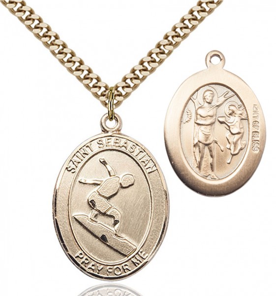St. Sebastian Surfing Medal - 14KT Gold Filled