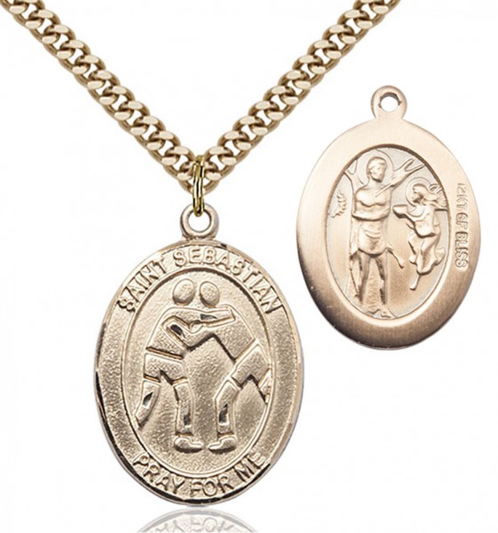 St. Sebastian Wrestling Medal - 14KT Gold Filled