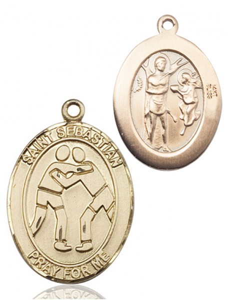 St. Sebastian Wrestling Medal - 14K Solid Gold