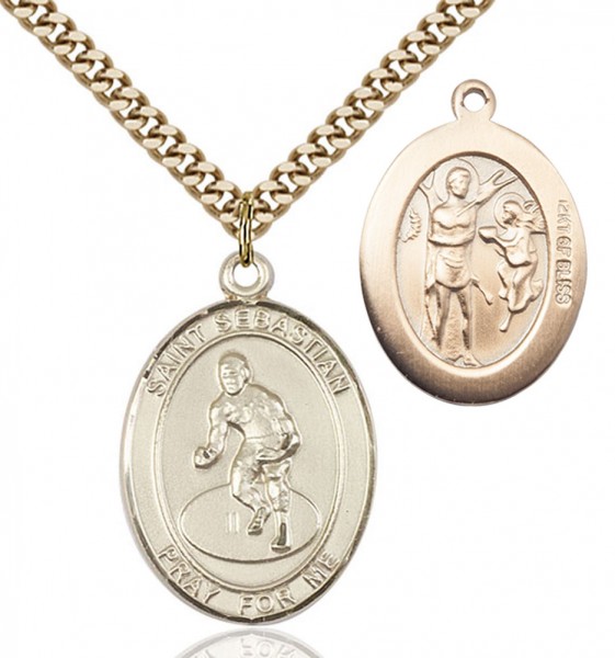 St. Sebastian Wrestling Medal - 14KT Gold Filled