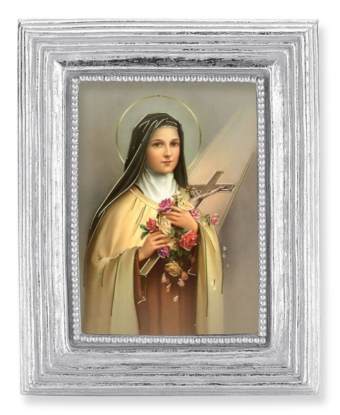 St. Therese 2.5x3.5 Print Under Glass - Silver
