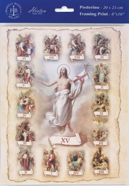 Stations of the Cross Print - Sold in 3 per pack - Multi-Color