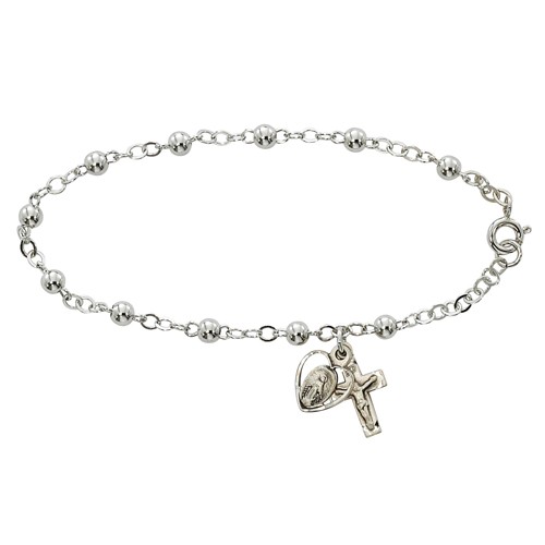 Sterling Silver Youth Bracelet with 4mm beads - Silver