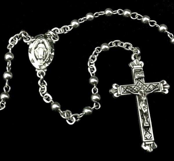 Sterling Silver Child's Keepsake Rosary 3mm - Sterling Silver