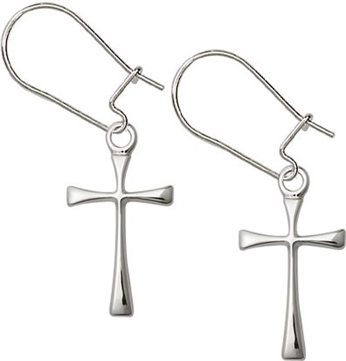 Sterling Silver Cross Dangle Earrings - Sterling Silver