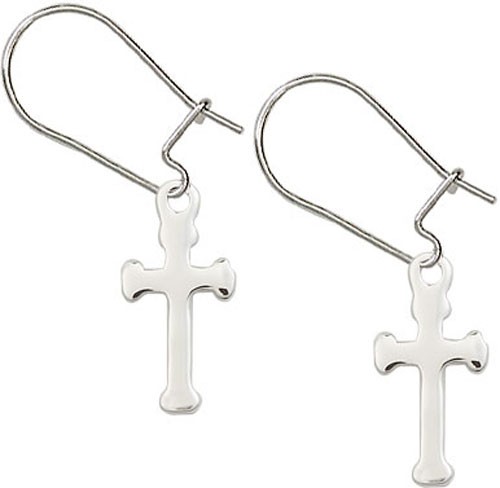 Sterling Silver Cross Dangle Earrings - Sterling Silver