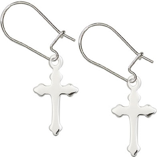 Sterling Silver Cross Dangle Earrings - Sterling Silver