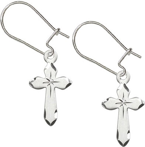 Sterling Silver Cross Dangle Earrings - Sterling Silver