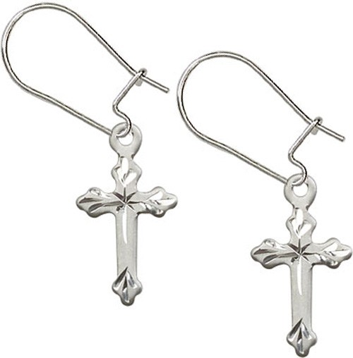 Sterling Silver Cross Dangle Earrings - Sterling Silver