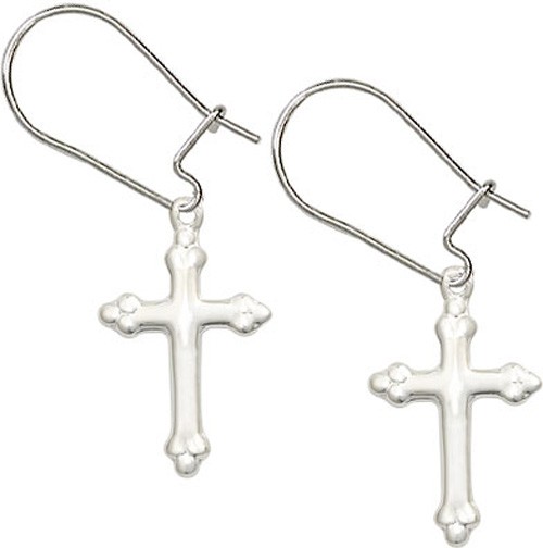 Sterling Silver Cross Dangle Earrings - Sterling Silver