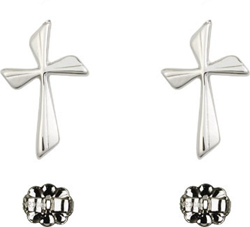 Sterling Silver Cross Post Earrings - Sterling Silver