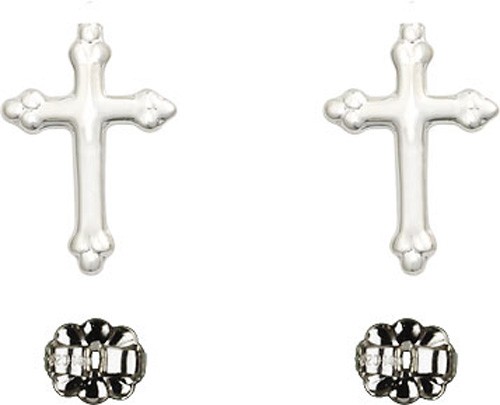 Sterling Silver Cross Post Earrings - Sterling Silver
