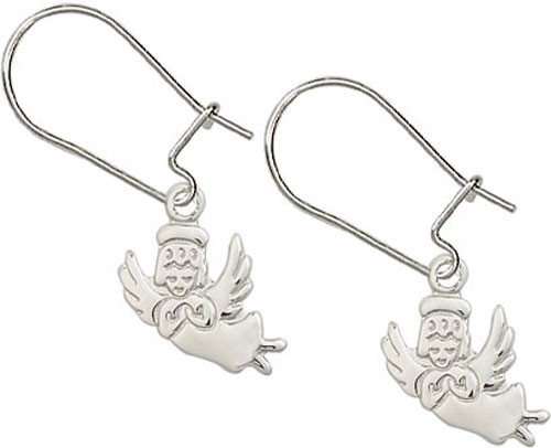 Sterling Silver Guardian Angel Dangle Earrings - Sterling Silver