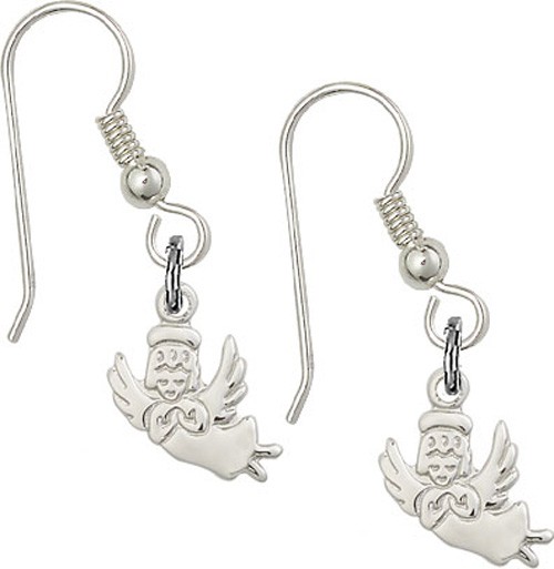 Sterling Silver Guardian Angel French Wire Earrings - Sterling Silver