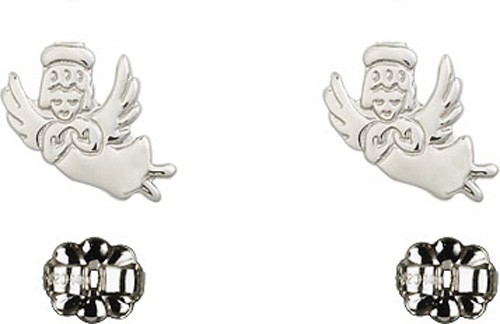 Sterling Silver Guardian Angel Post Earrings - Sterling Silver