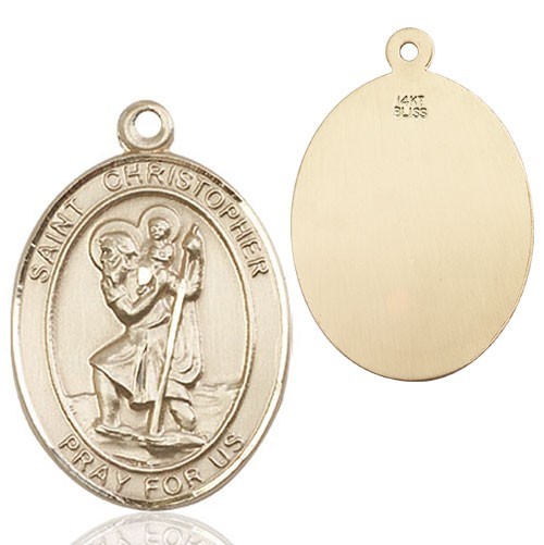St. Christopher Oval Medal - 14K Solid Gold