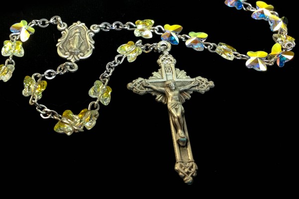 Swarovski Crystal Butterfly Bead Rosary - Crystal