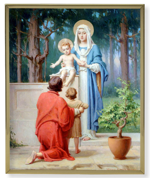 The Holy Family with St. John the Baptist Gold Frame 8x10 Plaque - Full Color