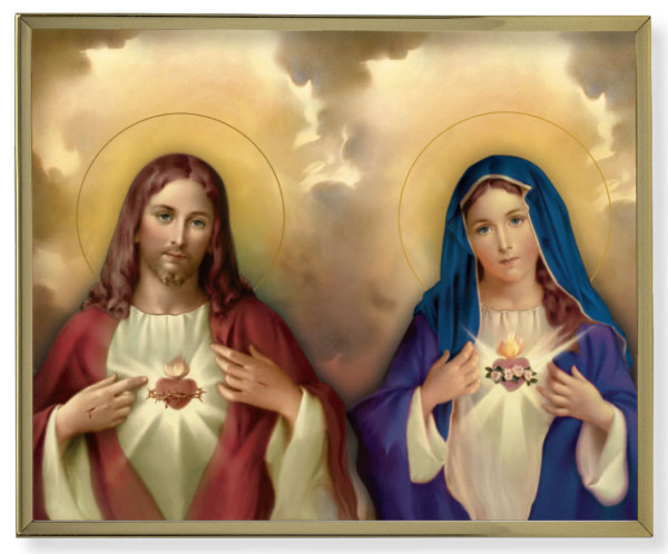 The Sacred Hearts Gold Frame 8x10 Plaque - Full Color