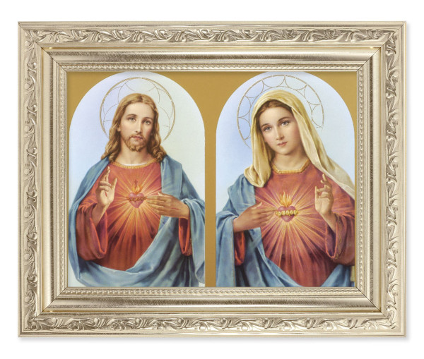The Sacred Hearts with Halos 6x8 Print Under Glass - #163 Frame