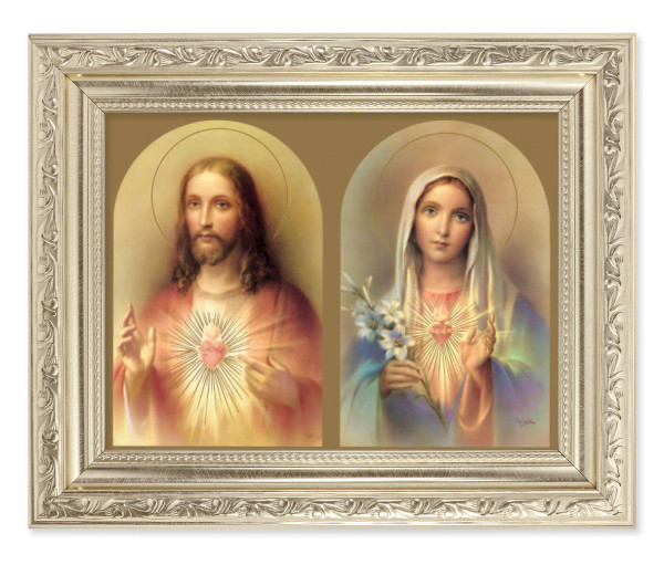 The Sacred Hearts in Golden Arches 6x8 Print Under Glass - #163 Frame