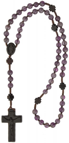 Gemstone &amp; Jujube Wood Rosary - 6mm - Amethyst
