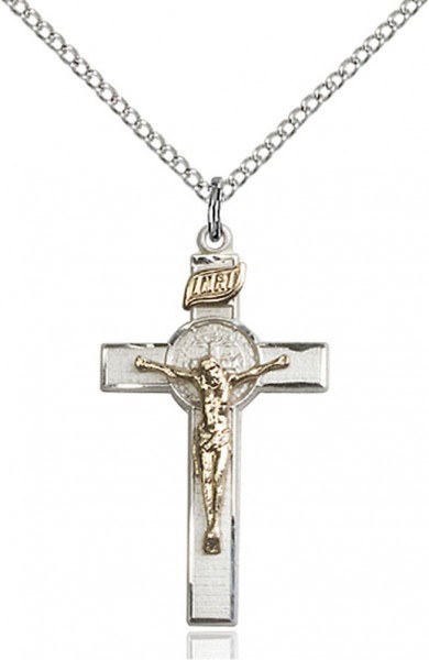 St. Benedict Crucifix Pendant - Womens Two Tone