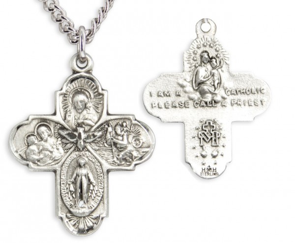 Unisex Classic Four-Way Pendant - Sterling Silver