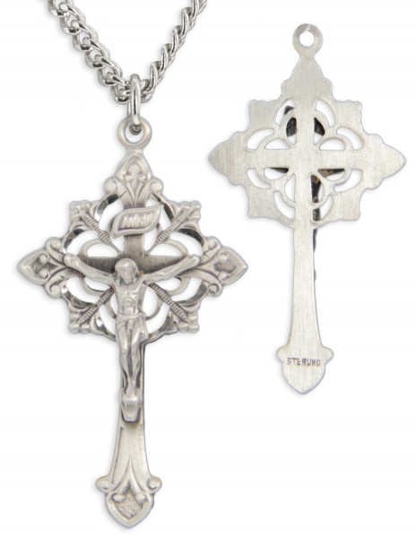 Men's Cut Out Crucifix Fleur-de-lis Points - Sterling Silver