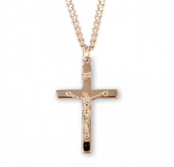 Unisex High Polished Classic Crucifix Medal - Gold Plated