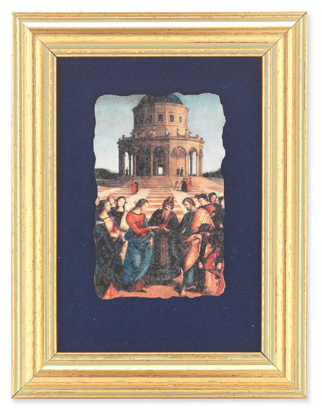 Wedding at Cana 5x6.5 Velvet Back Gold Frame - Blue