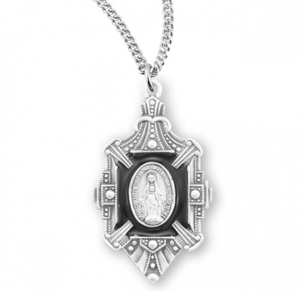 Women's Black Enamel Miraculous Pendant - Sterling Silver