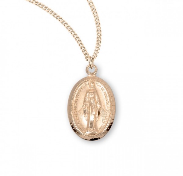 Women's Box Edge Miraculous Medal Necklace - Gold Plated