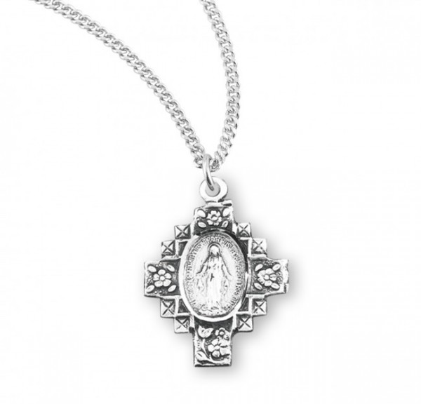 Women's Cross Miraculous Medal - Sterling Silver
