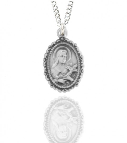 Women's Dainty Sterling Silver Saint Th&eacute;r&egrave;se Pendant - Sterling Silver