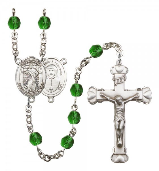 Women's Divine Mercy Birthstone Rosary - Emerald Green