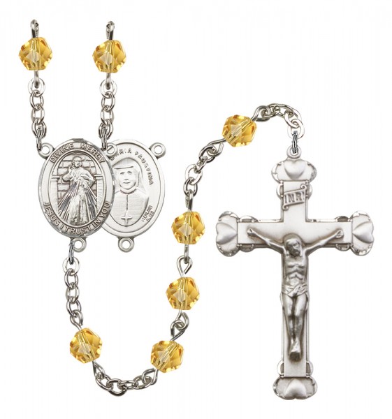 Women's Divine Mercy Birthstone Rosary - Topaz