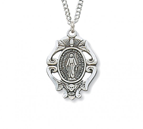 Women's Dove and Angel Miraculous Sterling Silver Medal - Silver