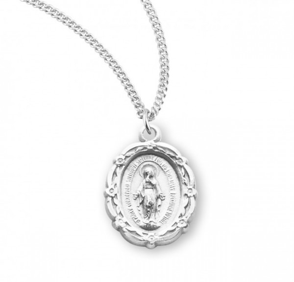 Women's Fancy Edge Miraculous Pendant with Chain - Sterling Silver