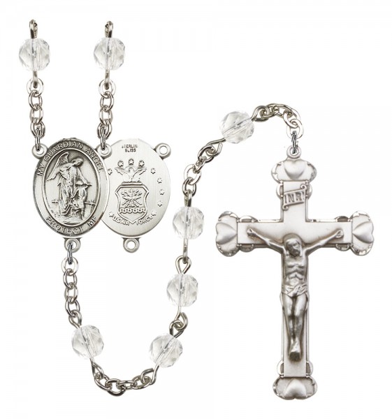 Women's Guardian Angel Air Force Birthstone Rosary - Crystal