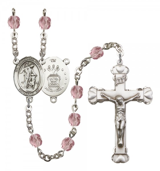 Women's Guardian Angel Air Force Birthstone Rosary - Light Amethyst